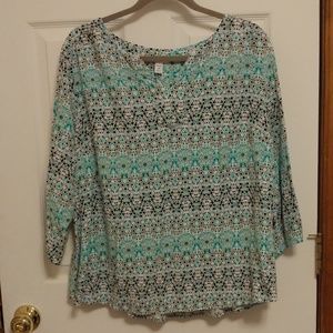 Croft & Barrow Blouse 3/4 Long Sleeve 2X